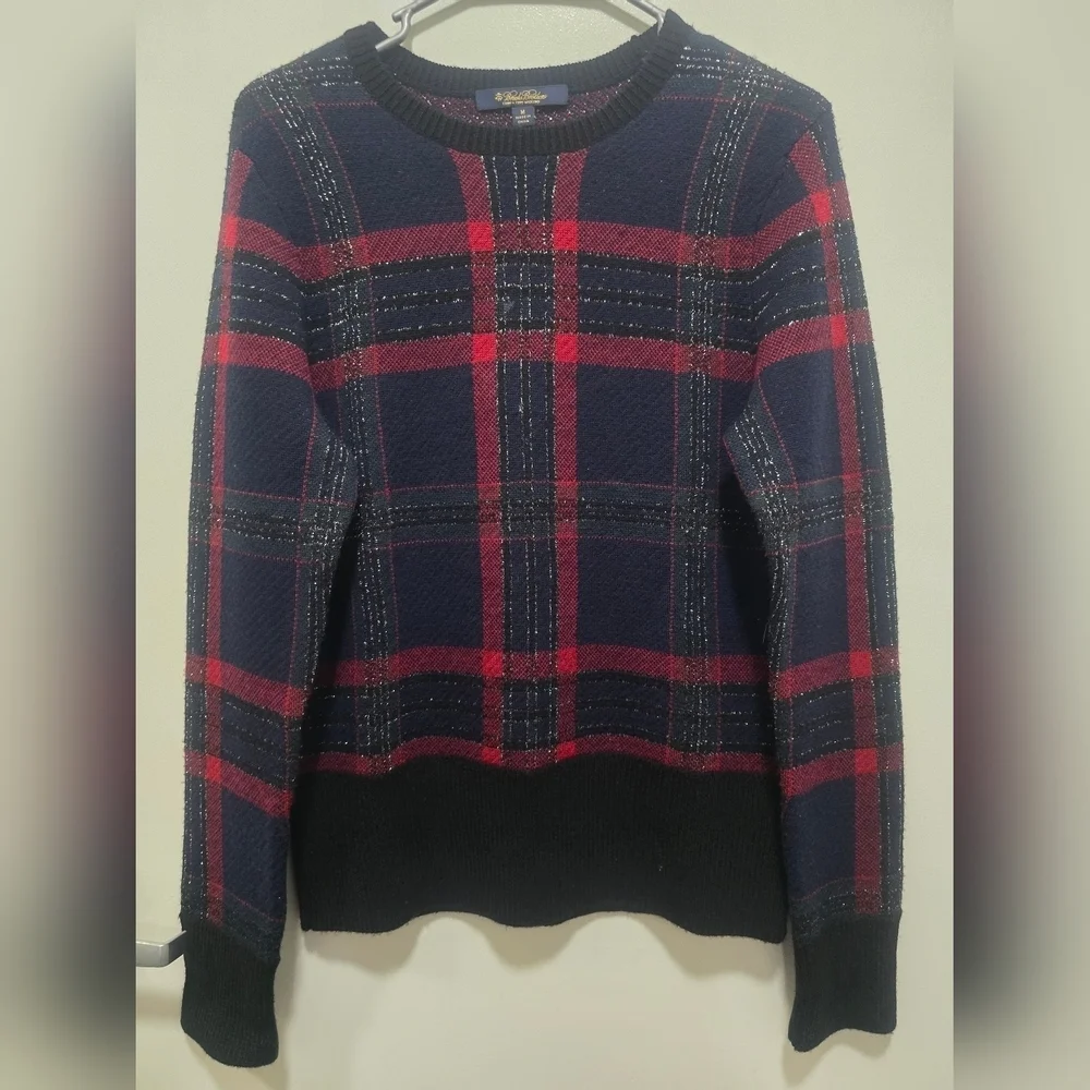 Navy and Red Plaid Sweater - Picture 1 of 10